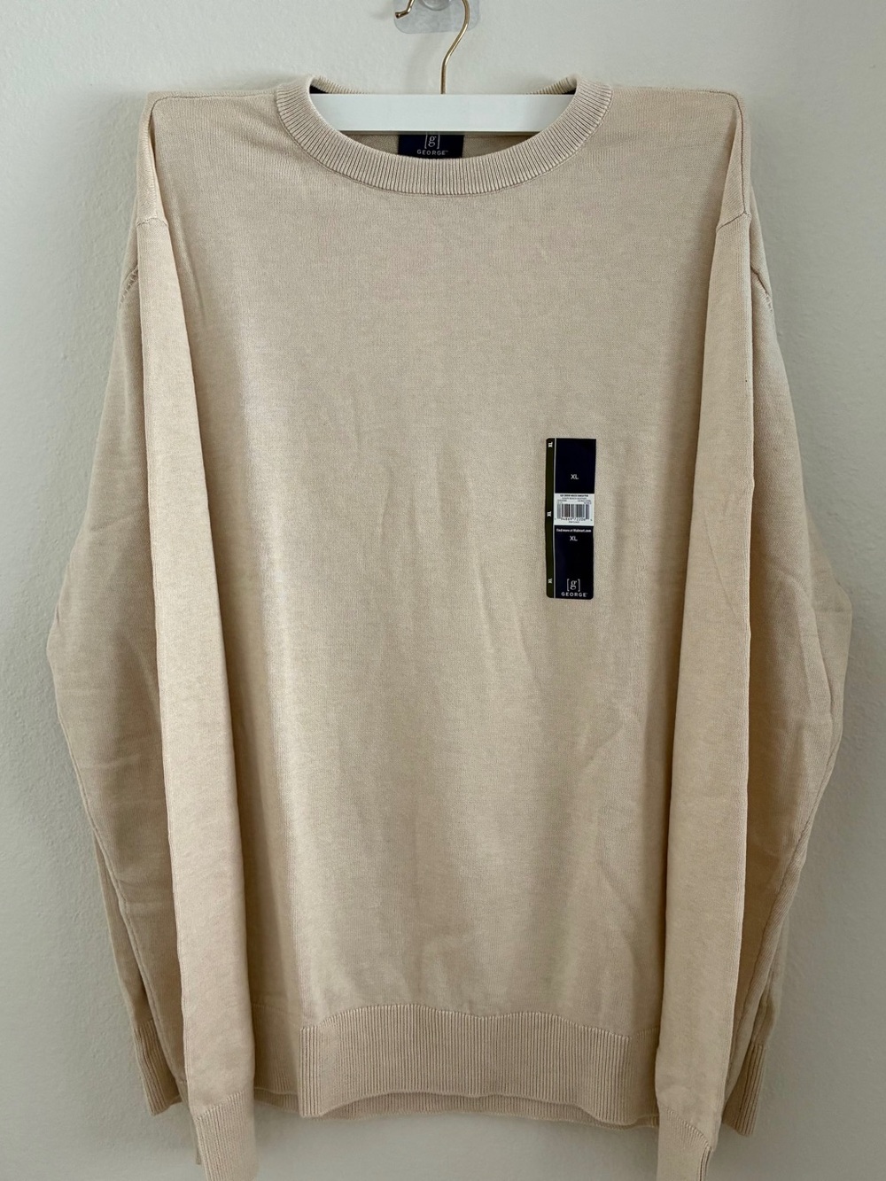 George Men's Crewneck Sweater Size XL Cream Ivory New With Tags